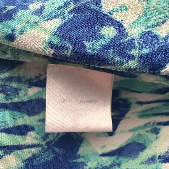 RED by Saks Fifth Avenue Ruffle Front Sleeveless Blouse Two Tone Blue Size Small - Picture 4 of 4